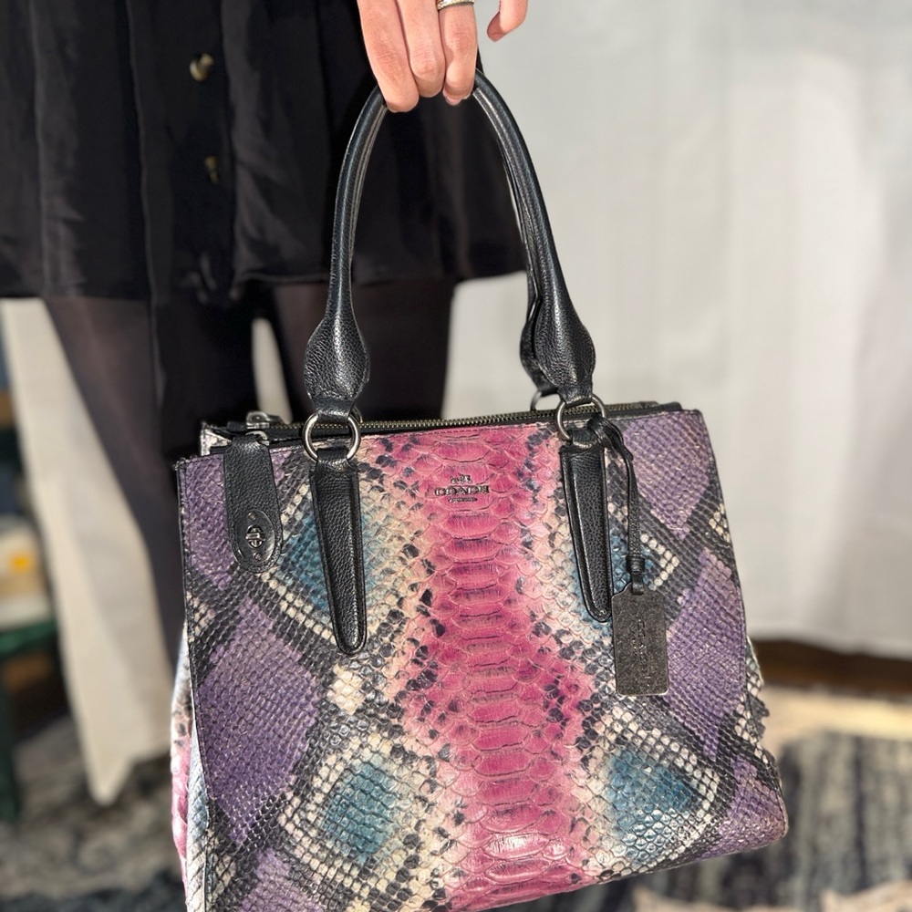 Elegant Multicolor Snake Print COACH handbag